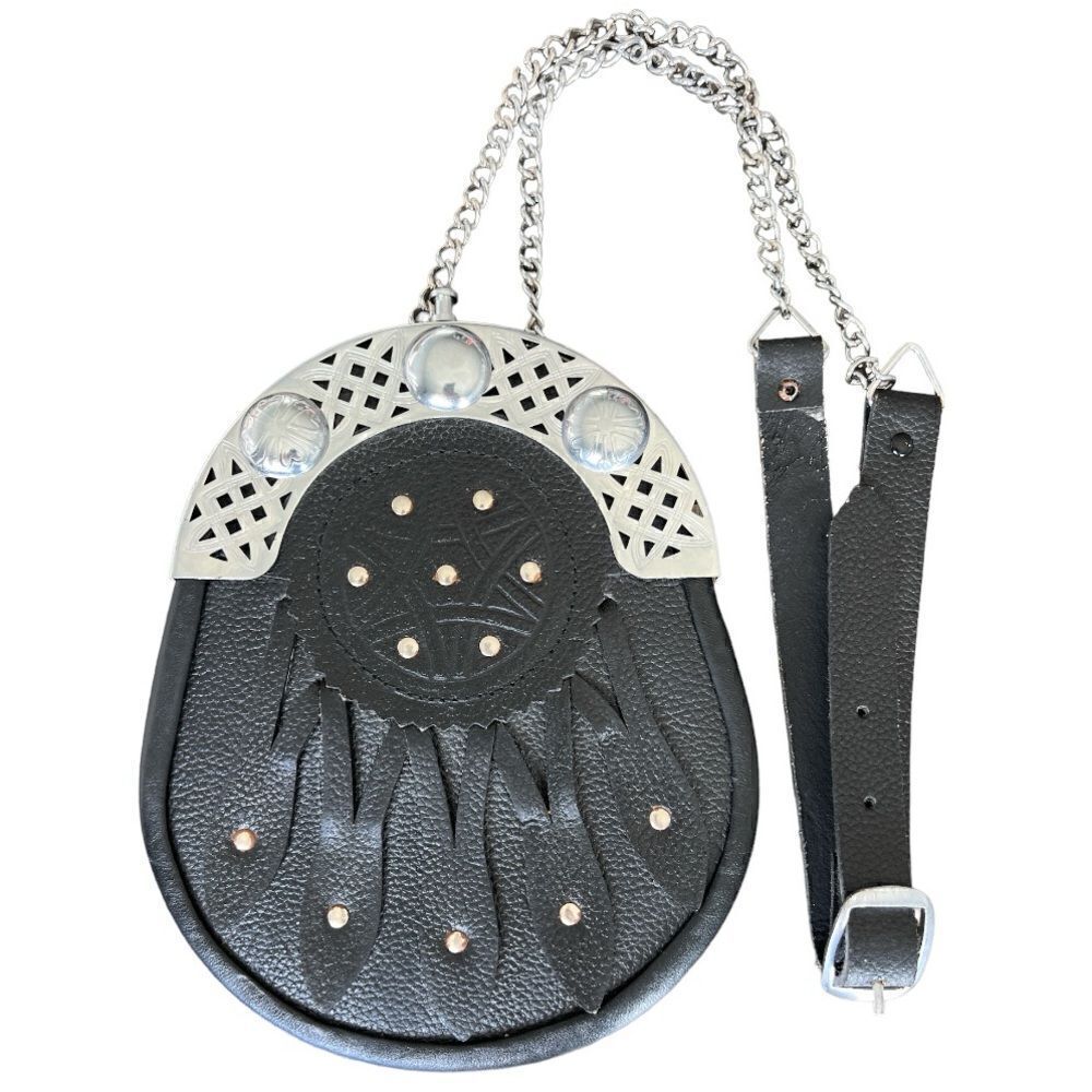 Scottish LLC Sporran Traditional Scottish Pouch With Adjustable Leather Belt.